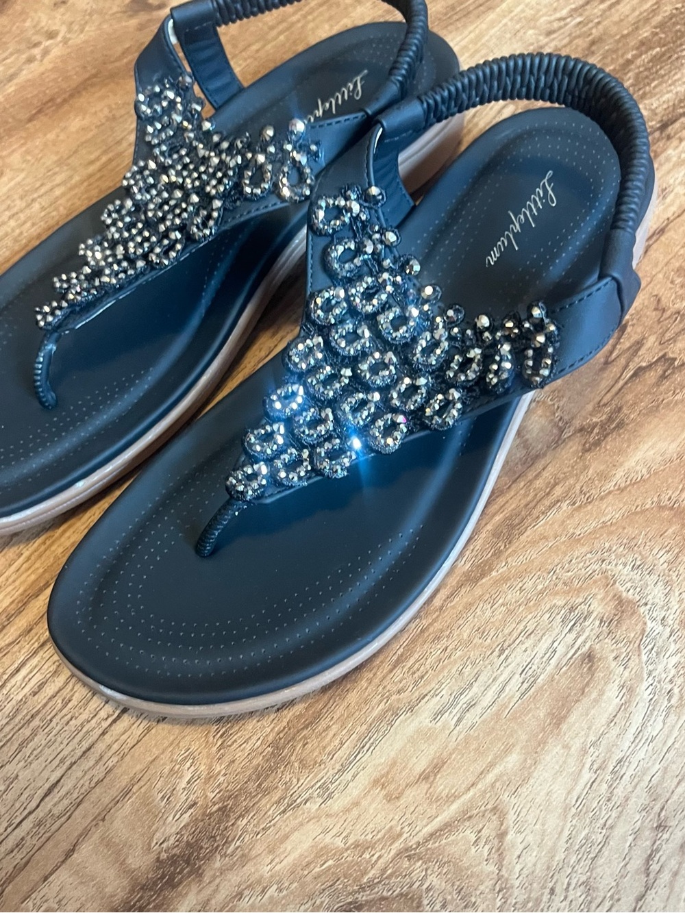 Embellished Navy Women's Sandals - Picture 4 of 7